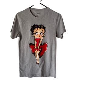 Betty Boop Gray T-Shirt‎ Size S | Cartoon Graphic Tee Pin-Up Girl